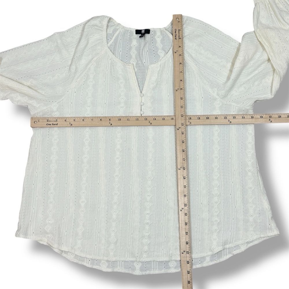 Frye Eyelet Ruffle Cuff Boho Peasant Tunic Blouse Ivory Cream XXL - Picture 12 of 13